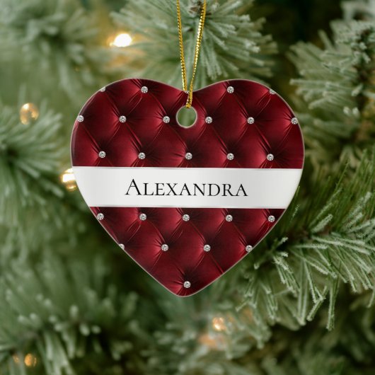 Warm Rode Luxe nepnamaak fluweel Kerst Keramisch Ornament (Boom)