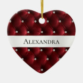 Warm Rode Luxe nepnamaak fluweel Kerst Keramisch Ornament (Voorkant)