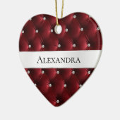 Warm Rode Luxe nepnamaak fluweel Kerst Keramisch Ornament (Links)