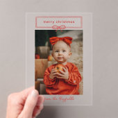 Warm rood boog foto vrolijk kerstfeest acryl uitnodigingen (Insitu (Draagbaar))