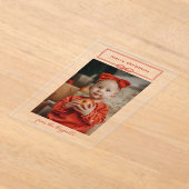 Warm rood boog foto vrolijk kerstfeest acryl uitnodigingen (Laagn)