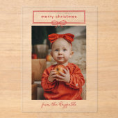 Warm rood boog foto vrolijk kerstfeest acryl uitnodigingen (Voorkant)