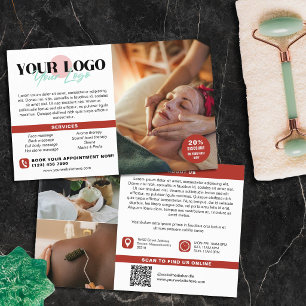 Warm Rood Jouw Logo Foto's QR Spa Salon Flyer
