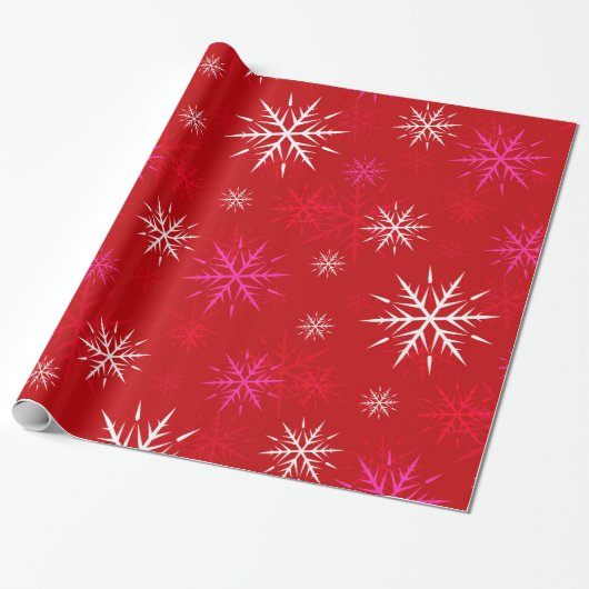 Warm rood sneeuwvlok inpakpapier (Uitgerold)