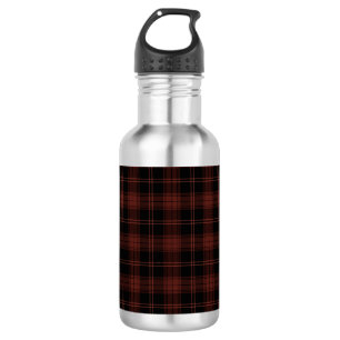 Warm rood, zwart geruit (tartan) patroon waterfles 