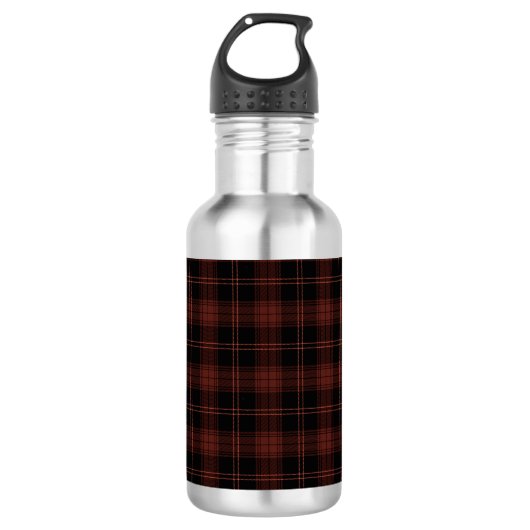 Warm rood, zwart geruit (tartan) patroon waterfles  (Voorkant)