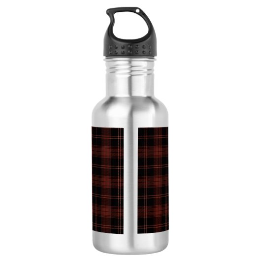 Warm rood, zwart geruit (tartan) patroon waterfles  (Achterkant)