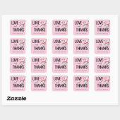 Warm Roze Bloemige Liefdesbrief Vierkante Sticker (Vel)