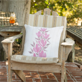 Warm Roze Bloemige Rustieke Houten Waterverf Buitenkussen