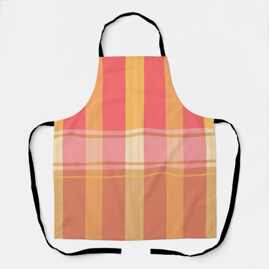 Warm roze bruin geruit streeppatroon schort (Voorkant)