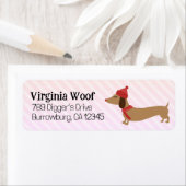 Warm roze Dachshund Kerst Kaart Adresetiketten Etiket (Insitu)