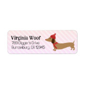 Warm roze Dachshund Kerst Kaart Adresetiketten Etiket (Voorkant)