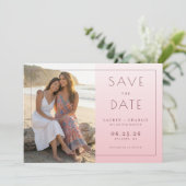 Warm Roze Elegante Foto Save The Date (Staand voorkant)