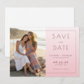 Warm Roze Elegante Foto Save The Date (Voorkant / Achterkant)