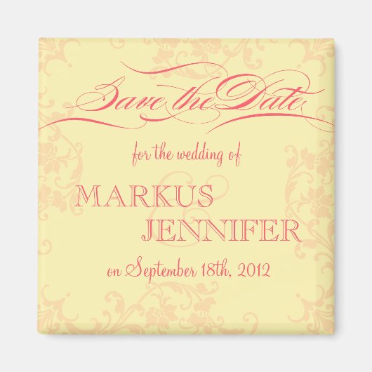  warm roze en geel sparen de Datum Magnet (Voorkant)