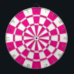 Warm roze en wit dartbord<br><div class="desc">Hot-Roze en White Dart Board</div>