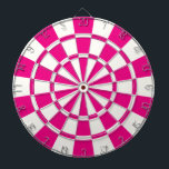 Warm roze en wit dartbord<br><div class="desc">Hot-Roze en White Dart Board</div>