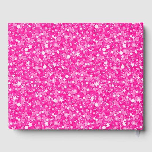 Warm roze en wit glitter gastenboek (Achterkant)