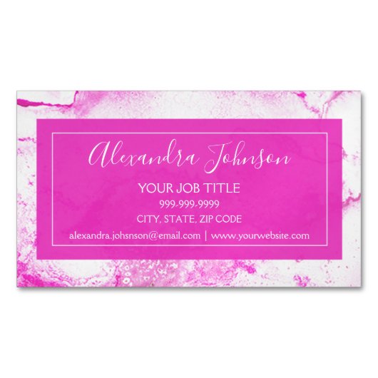 Warm roze en witte Waterverf Magnetisch Visitekaartje (Voorkant)