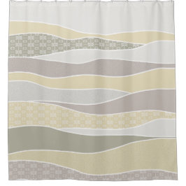 Warm roze geel groen gebogen streep Abstracte golf Douchegordijn