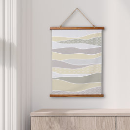 Warm roze geel groen gebogen streep Abstracte golf Hangend Wandkleed