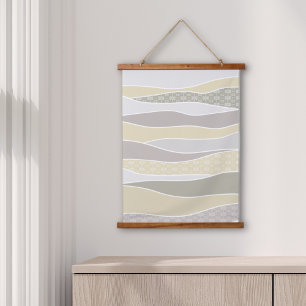 Warm roze geel groen gebogen streep Abstracte golf Hangend Wandkleed