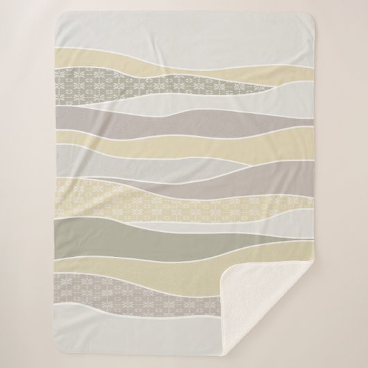 Warm roze geel groen gebogen streep Abstracte golf Sherpa Deken (Voorkant)