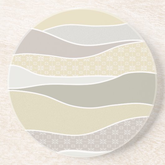 Warm roze geel groen gebogen streep Abstracte golf Zandsteen Onderzetter (Voorkant)