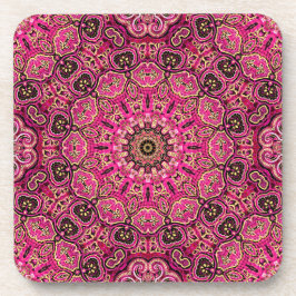 Warm Roze Geometrisch Mandala Motief Bier Onderzetter