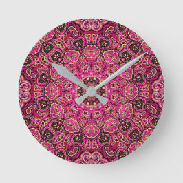 Warm Roze Geometrisch Mandala Motief Ronde Klok