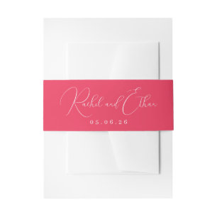 Warm Roze Minimalistische Kalligrafie Uitnodigingen Wikkel