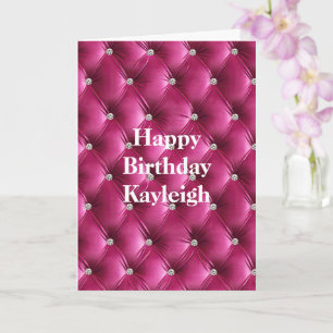 Warm Roze Nep Fluwelen Verjaardag Kaart