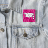 warm roze op roze kleurstofdamppatroon vierkante button 5,1 cm (In situ)