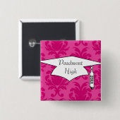 warm roze op roze kleurstofdamppatroon vierkante button 5,1 cm (Voorkant /achterkant)