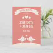 Warm Roze Vogel Lied Uitnodiging (Staand voorkant)