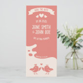 Warm Roze Vogellied Save The Date (Staand voorkant)