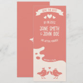 Warm Roze Vogellied Save The Date (Voorkant / Achterkant)