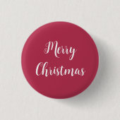 Warm Roze Vrolijk Kerstfeest Button (Voorkant)