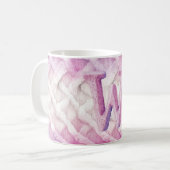 Warm roze witte Paarse letter W Koffiemok (Voorkant links)