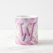Warm roze witte Paarse letter W Koffiemok (Center)