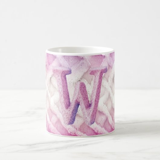 Warm roze witte Paarse letter W Koffiemok (Center)