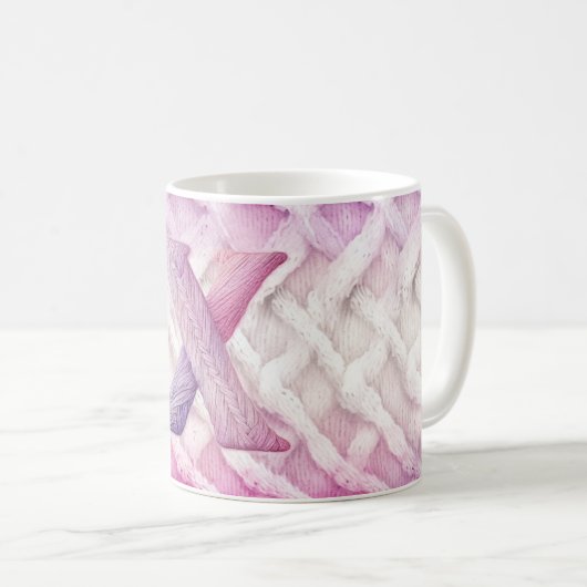Warm roze witte Paarse letter X Koffiemok (Voorkant rechts)