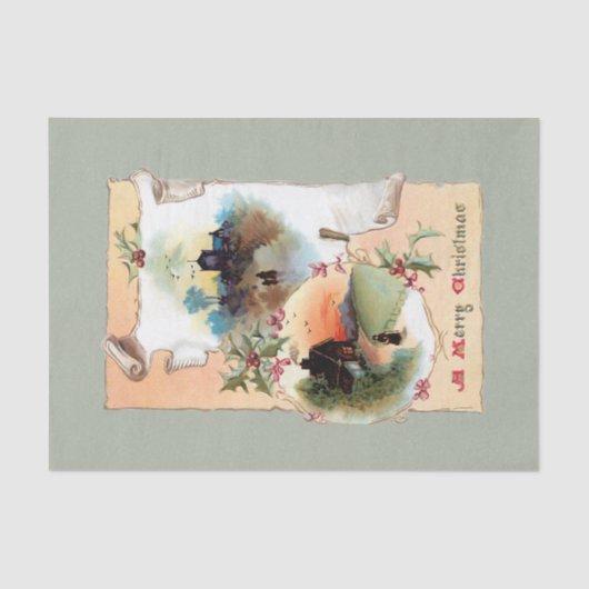 Warm Rustic Homesteads, Holly and Merry Kerstmis Tissuepapier (Voorkant)