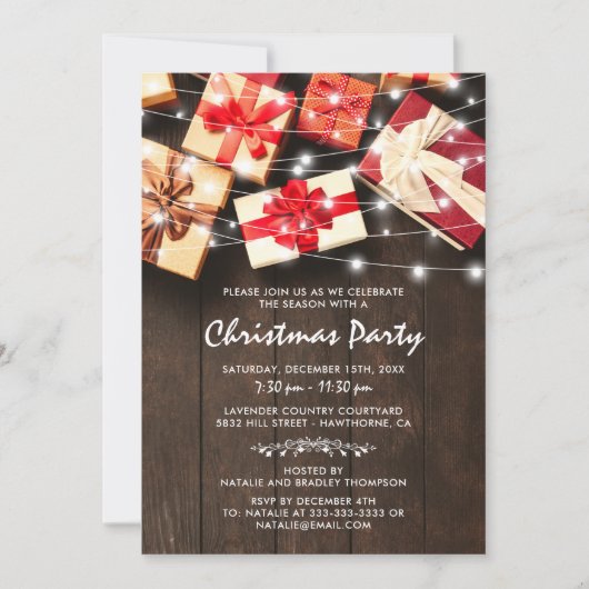 Warm rustiek kerstvakantie feestje kaart (Voorkant)