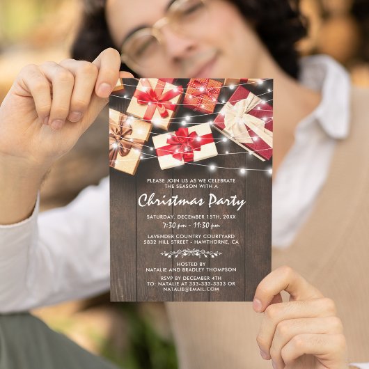 Warm rustiek kerstvakantie feestje kaart