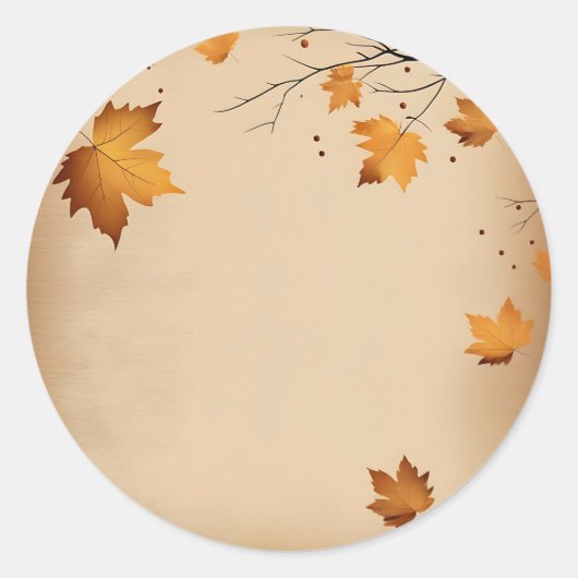 Warm rustiek met herfstbladeren ronde sticker (Voorkant)