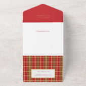 Warm Rustiek Rood & Goud Plakt Foto All In One Uitnodiging (Buitenkant)