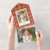 Warm Rustiek Rood & Goud Plakt Foto All In One Uitnodiging (Afscheurbaar)