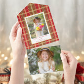 Warm Rustiek Rood & Goud Plakt Foto All In One Uitnodiging