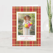 Warm Rustiek Rood & Goud Plakt Foto Feestdagen Kaart (Voorkant)